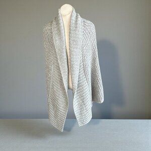 Hinge Gray Chunky Knit Open Cardigan Sweater Vest Shawl Collar Size XS/S